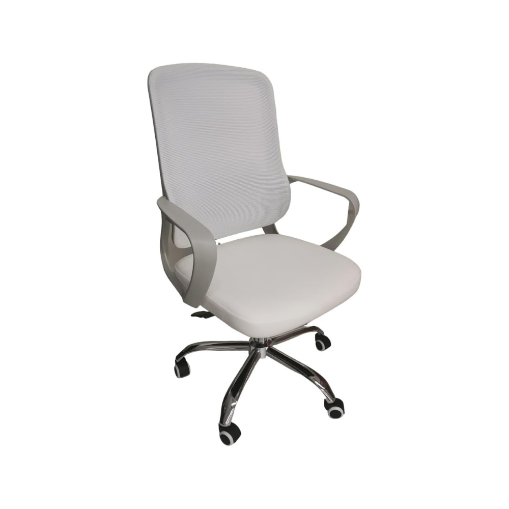 Ergonomic White Office Chair with Adjustable Lumbar Support & 360° Swivel - Breathable Mesh Fabric, Comfortable Design-GCC Home Center