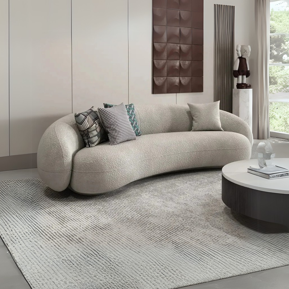 Modern Sectional Living Room Sofa Set with Lamb Wool Upholstery - Customizable Design, OEM/ODM Service-GCC Home Center