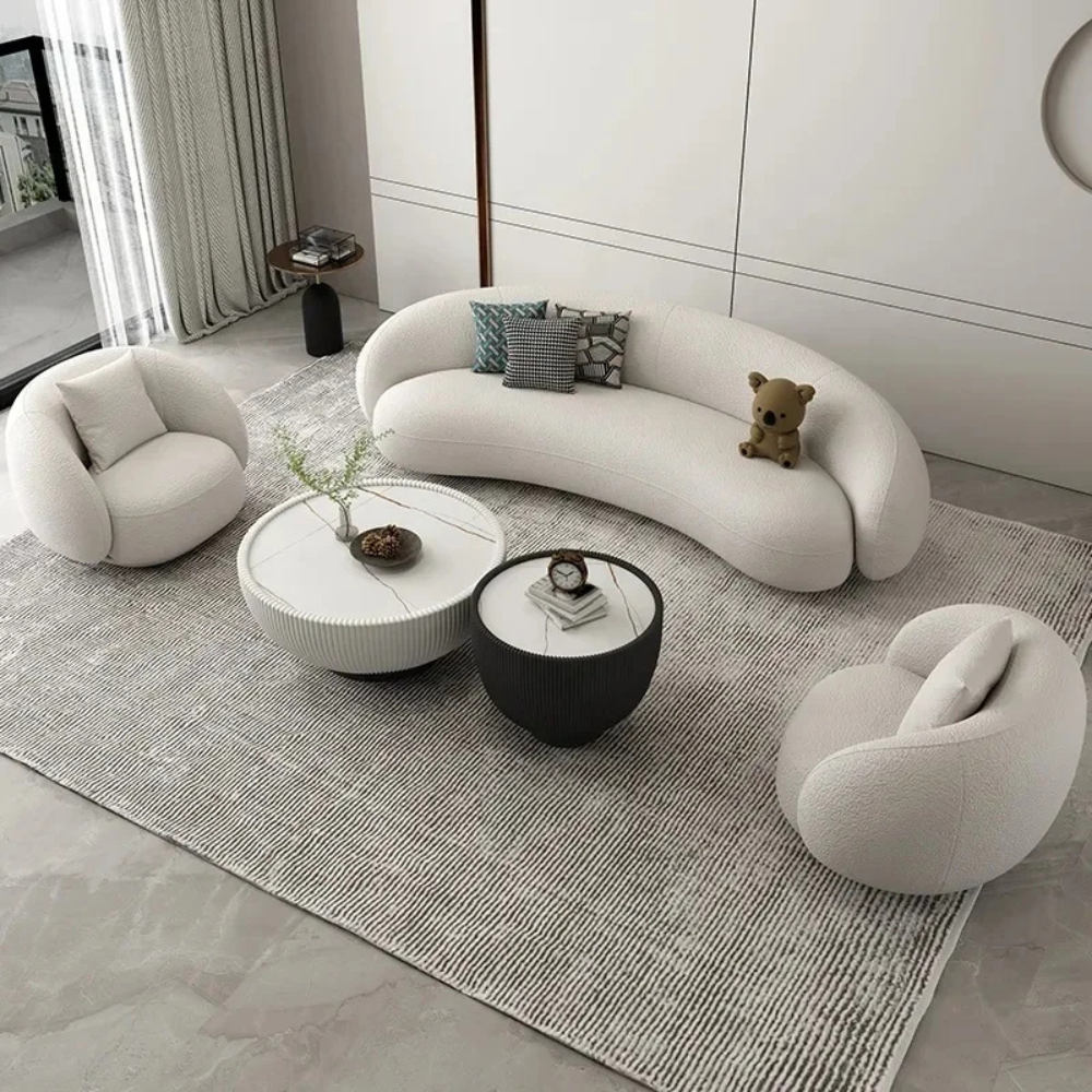 Modern Sectional Living Room Sofa Set with Lamb Wool Upholstery - Customizable Design, OEM/ODM Service-GCC Home Center