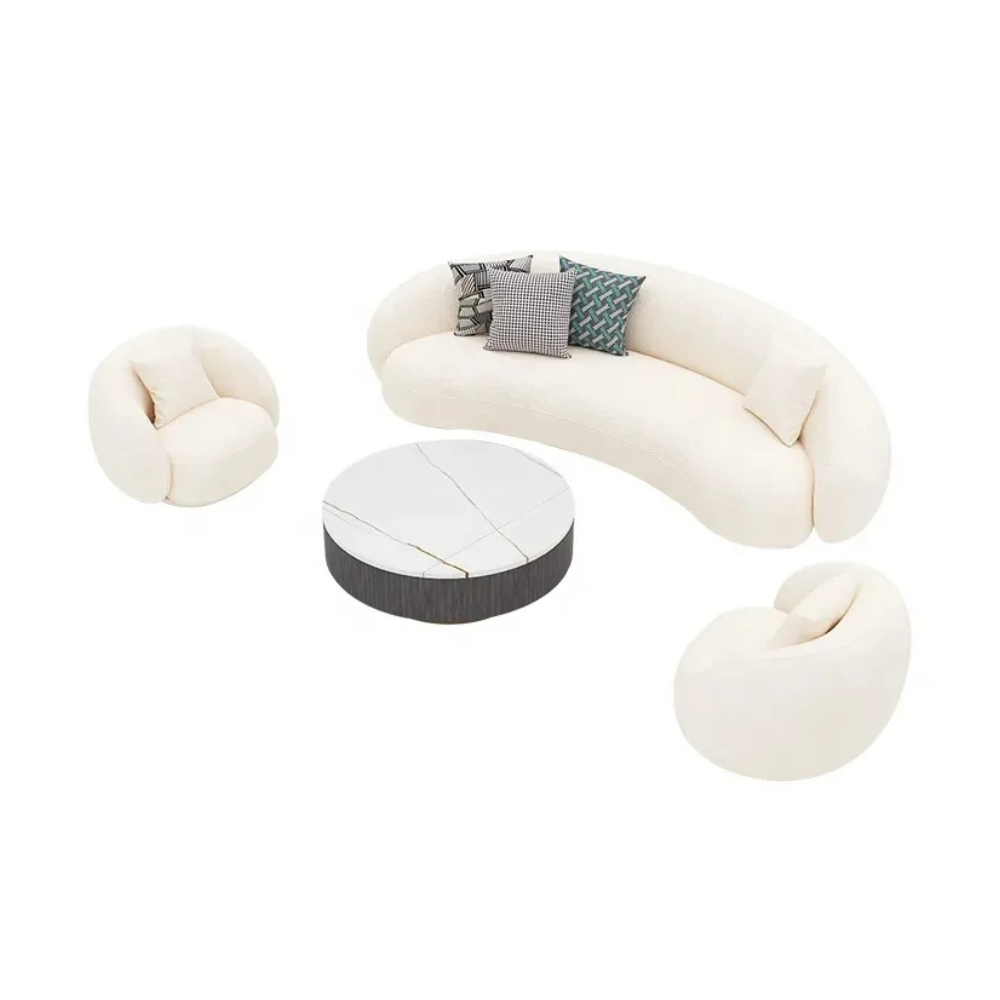 Modern Sectional Living Room Sofa Set with Lamb Wool Upholstery - Customizable Design, OEM/ODM Service-GCC Home Center