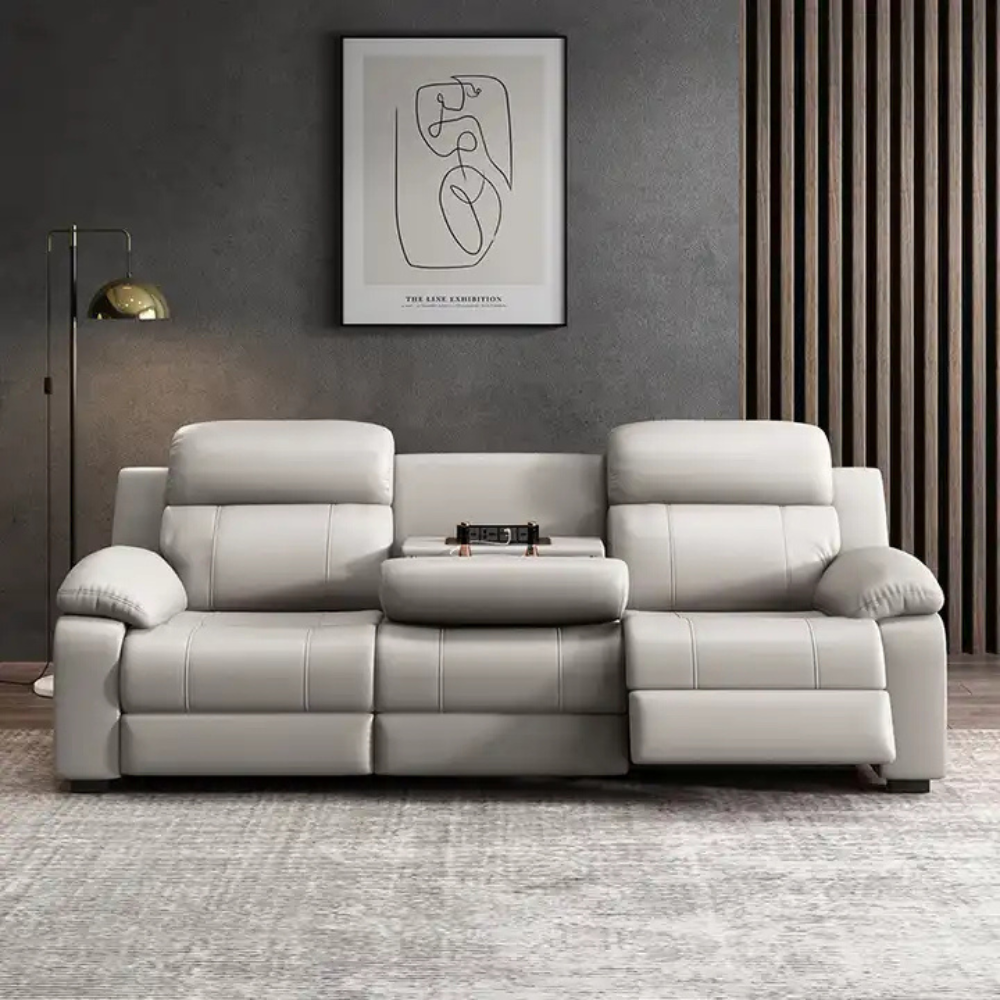Modern 3-Seater Electric Reclining Sectional Sofa with USB Ports - Premium Leather Comfort for Living Room-GCC Home Center