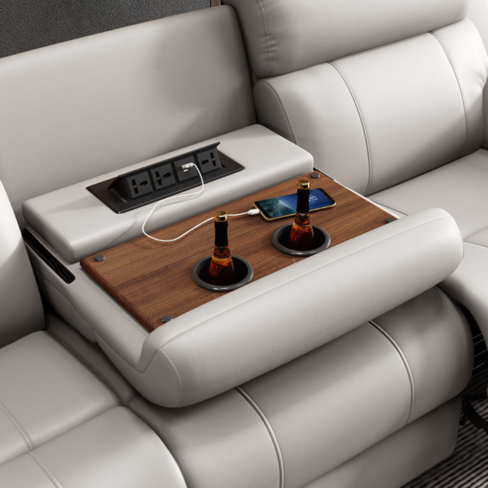 Modern 3-Seater Electric Reclining Sectional Sofa with USB Ports - Premium Leather Comfort for Living Room-GCC Home Center
