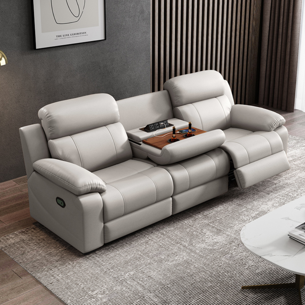 Modern 3-Seater Electric Reclining Sectional Sofa with USB Ports - Premium Leather Comfort for Living Room-GCC Home Center