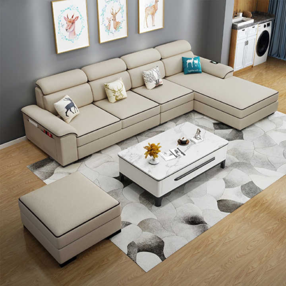 Modern Sectional Sofa - Soft Leather, Three-Seater, Customizable Design for Home & Office Spaces-GCC Home Center