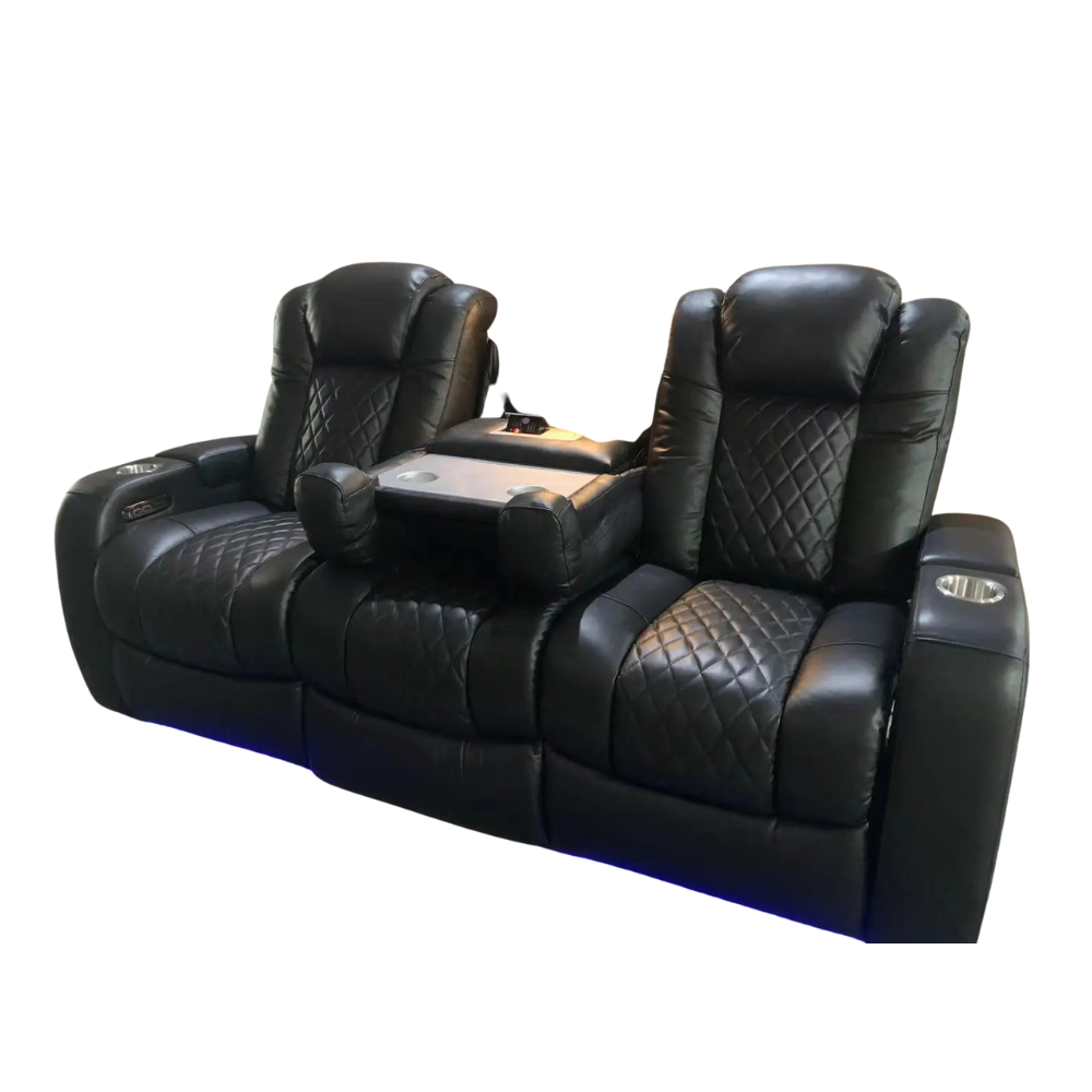 Modern Genuine Leather Recliner Sofa with Removable Back & Power Function - Durable Living Room Furniture-GCC Home Center