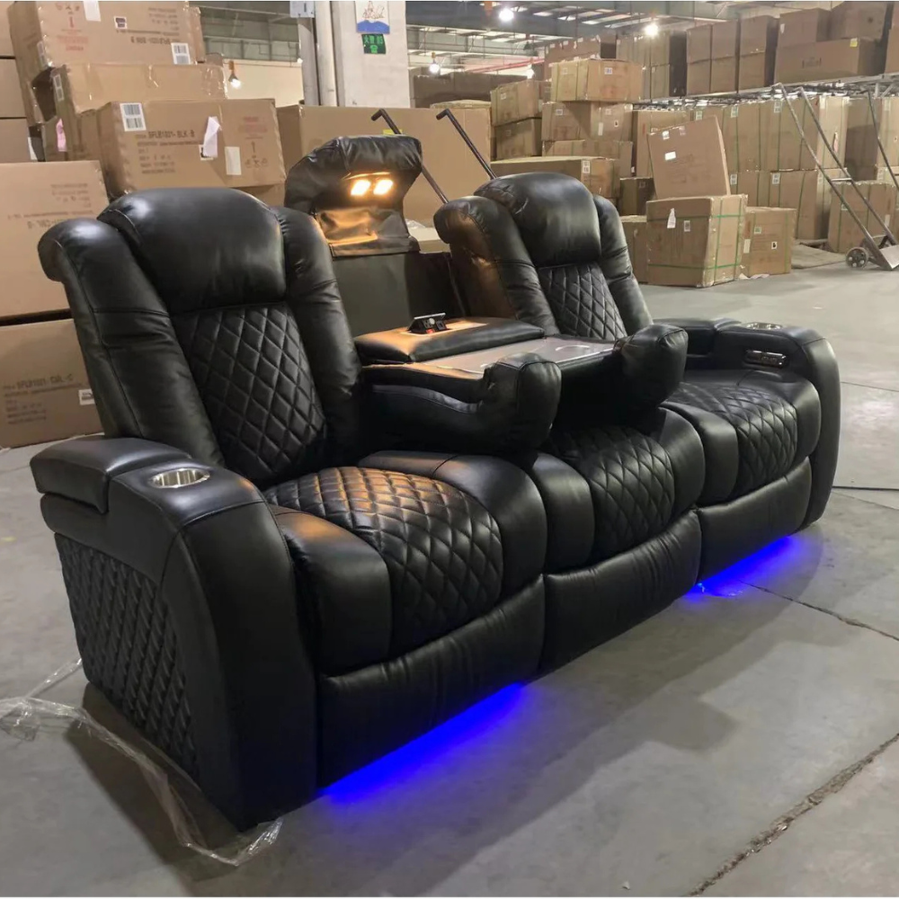 Modern Genuine Leather Recliner Sofa with Removable Back & Power Function - Durable Living Room Furniture-GCC Home Center