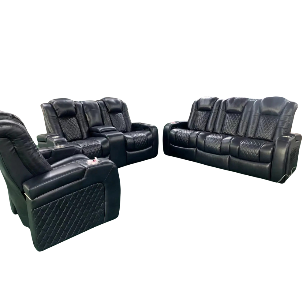 Modern Genuine Leather Recliner Sofa with Removable Back & Power Function - Durable Living Room Furniture-GCC Home Center