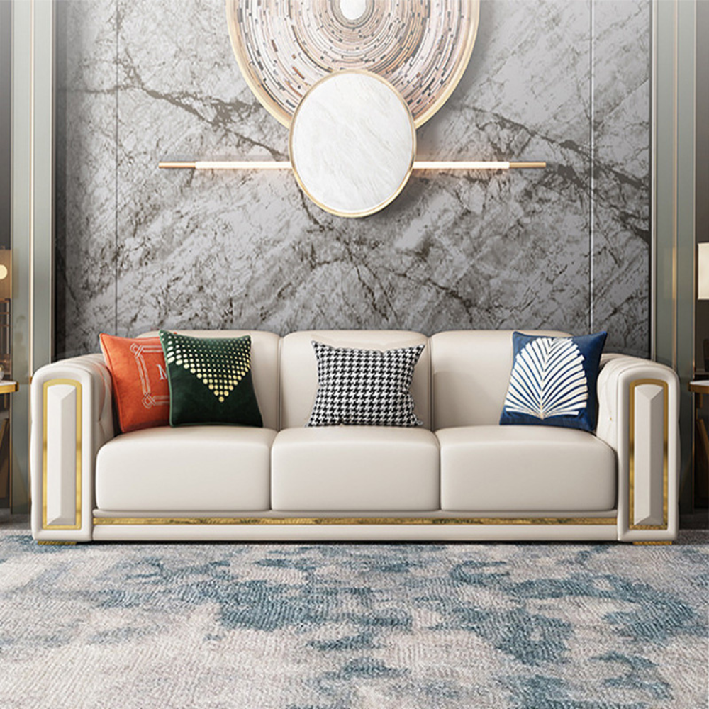 Modern Luxury White Gold Minimalist Sofa Set - Customizable, Durable, and Space-Saving Design-GCC Home Center