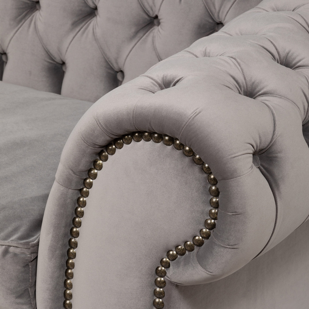 Luxury Modern Chesterfield Sofa - Three-Seater Velvet Fabric, Adjustable & Modular Design-GCC Home Center