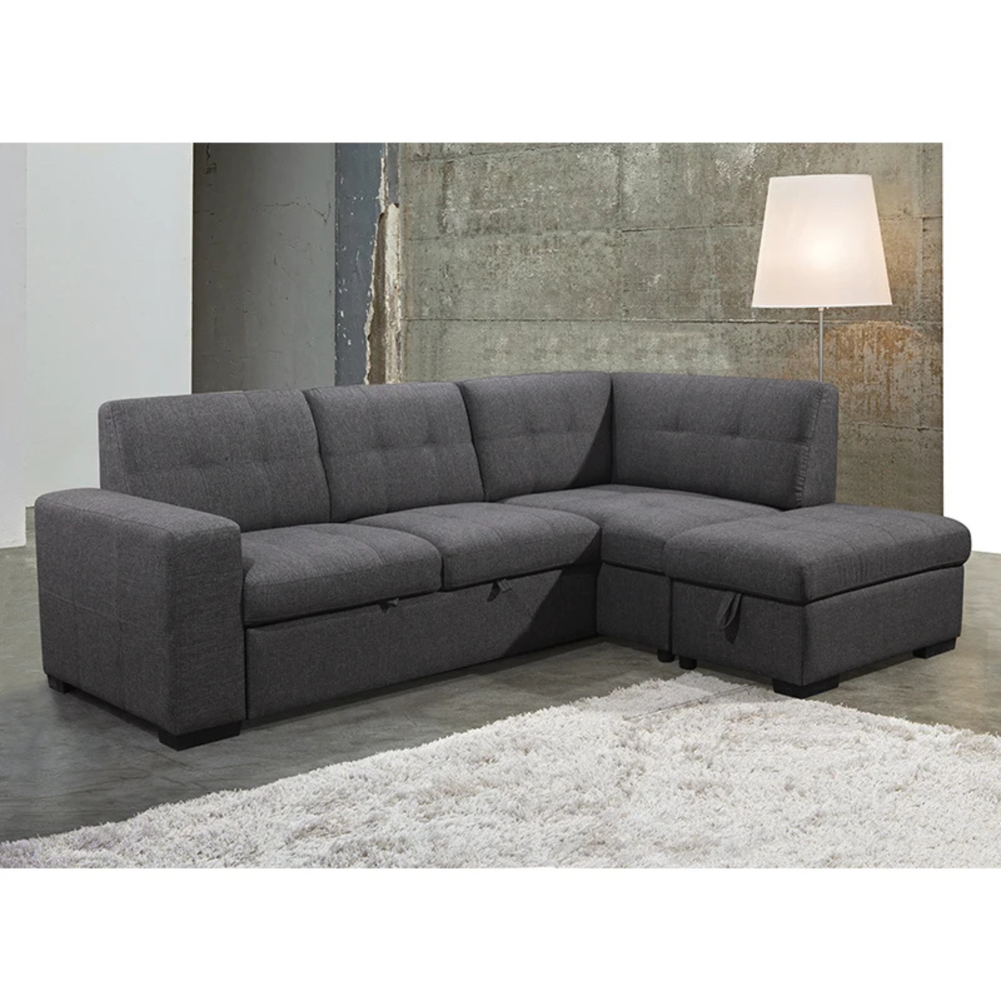 Modern Chesterfield Sofa Bed - Adjustable 3-Seater with Fabric Upholstery and Solid Wood Frame-GCC Home Center