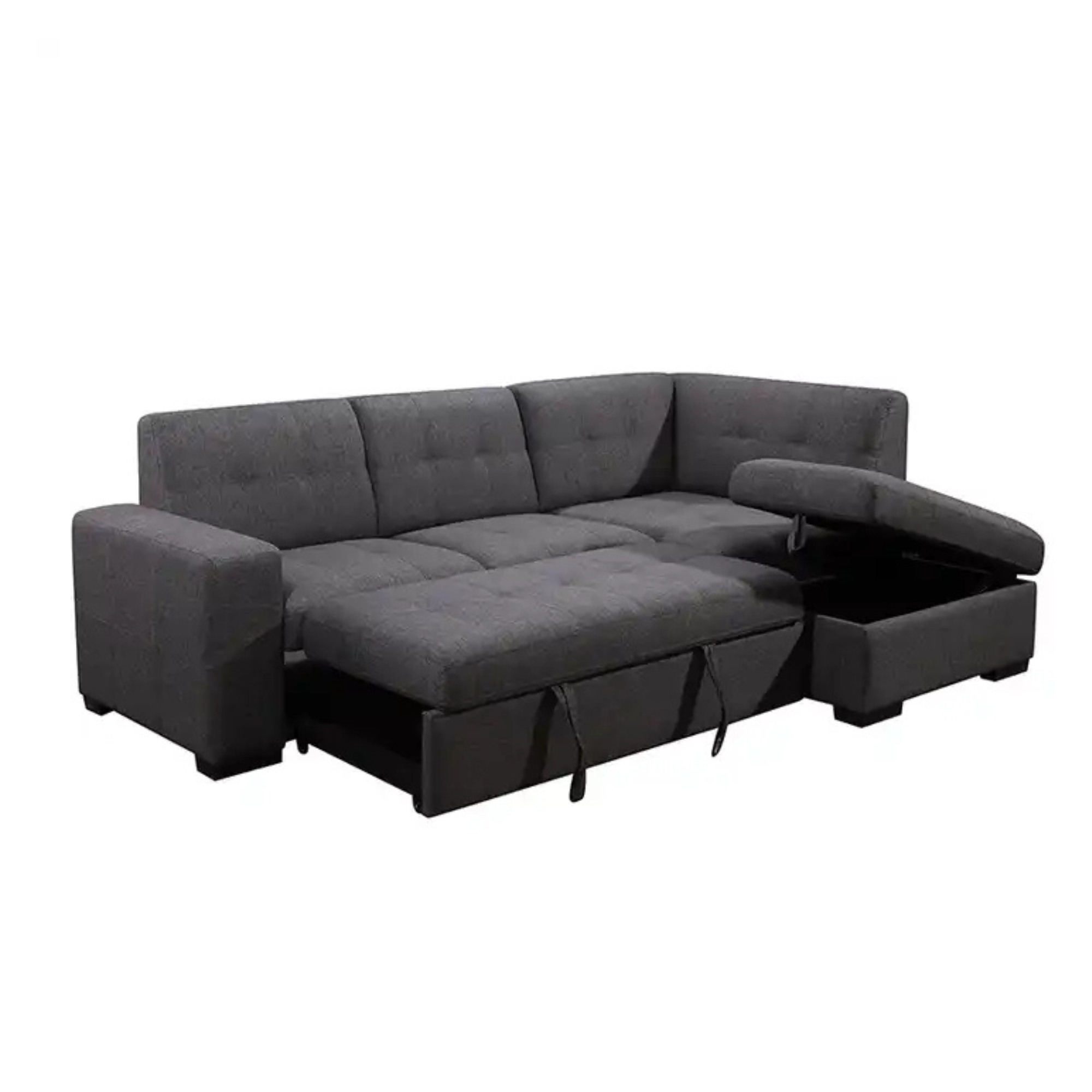 Modern Chesterfield Sofa Bed - Adjustable 3-Seater with Fabric Upholstery and Solid Wood Frame-GCC Home Center
