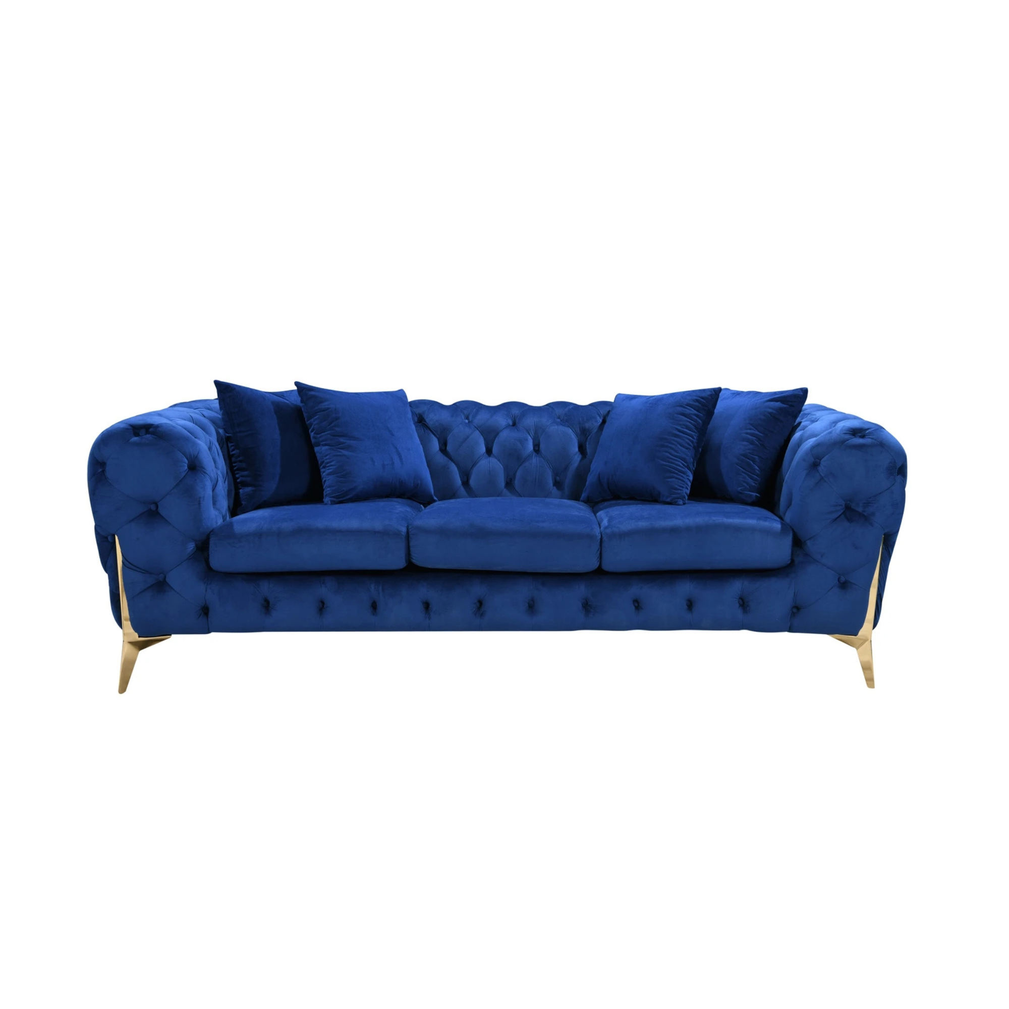 Elegant Blue Velvet 3-Seater Sofa Set - Luxurious Design for Home, Office, & Hotels-GCC Home Center