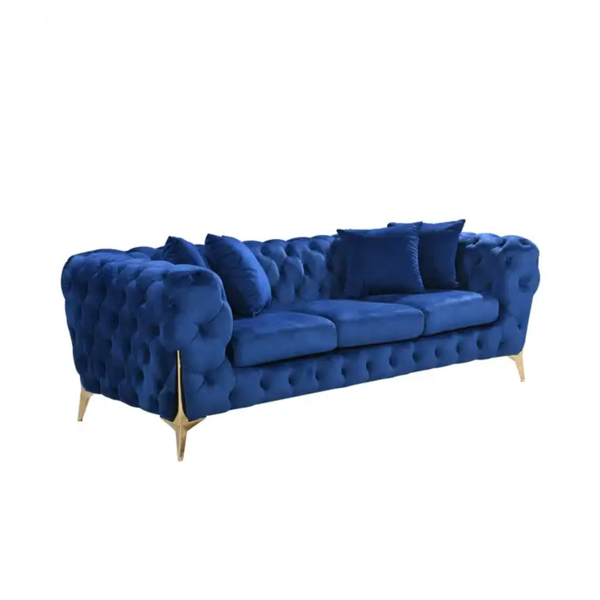 Elegant Blue Velvet 3-Seater Sofa Set - Luxurious Design for Home, Office, & Hotels-GCC Home Center