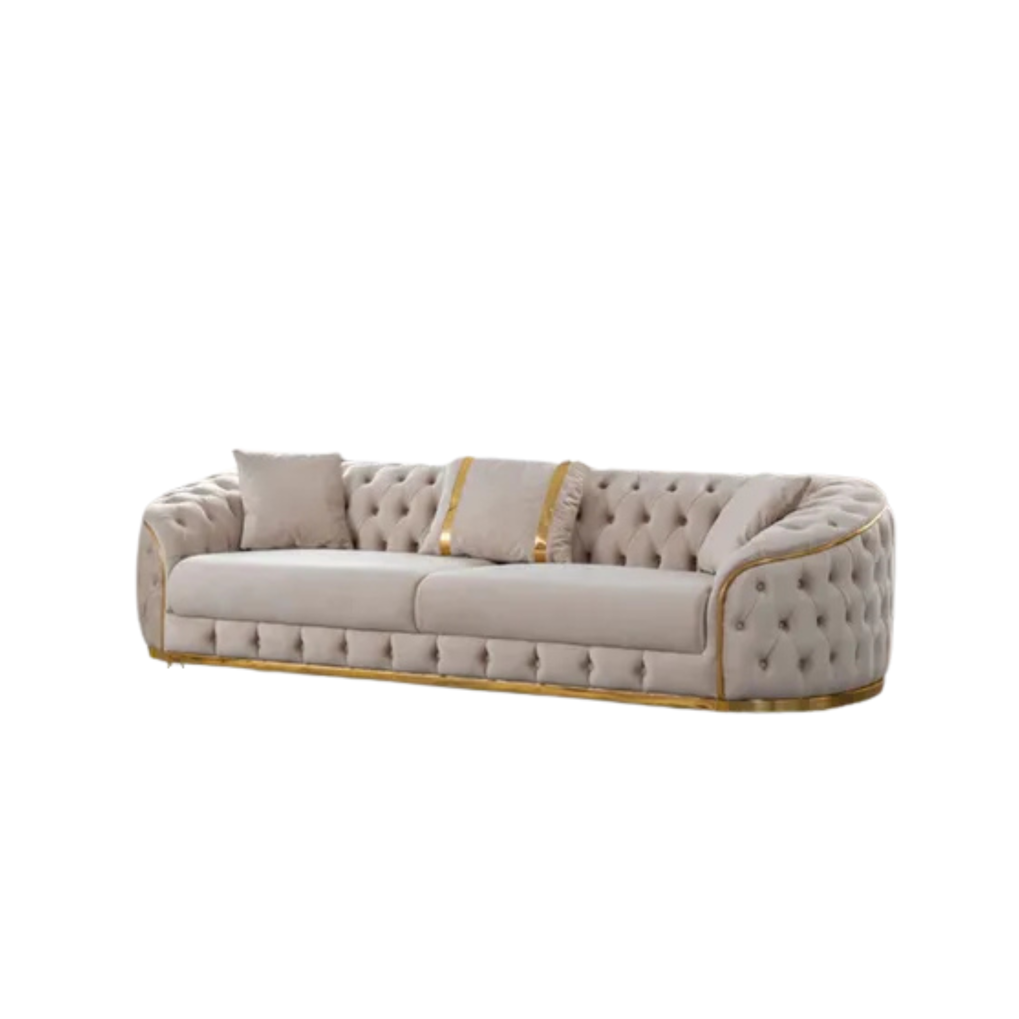 Modern Velvet Chesterfield Sofa Set - Extendable 3-Seater Sectional for Home & Office, Multiple Colors-GCC Home Center