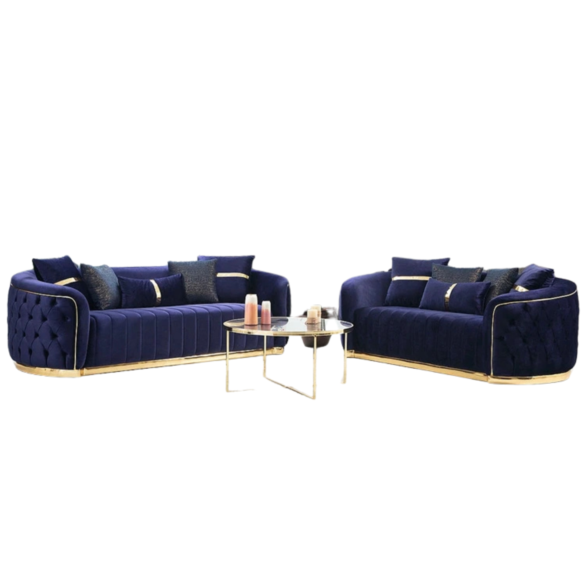 Modern Velvet Chesterfield Sofa Set - Extendable 3-Seater Sectional for Home & Office, Multiple Colors-GCC Home Center