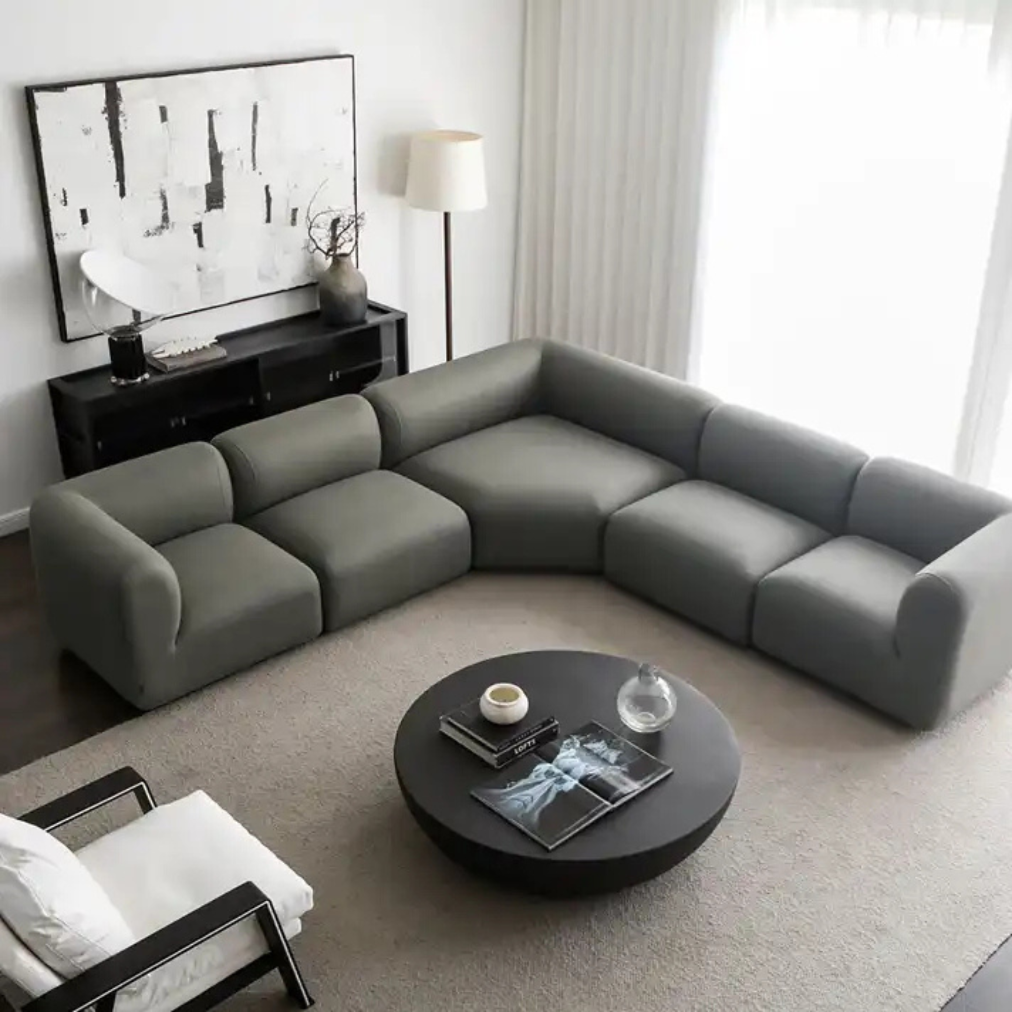 Modern Modular Sectional Sofa - Customizable Design for Living Room, Bedroom, or Hotel, in Grey Moss & Tooth Light Colors-GCC Home Center