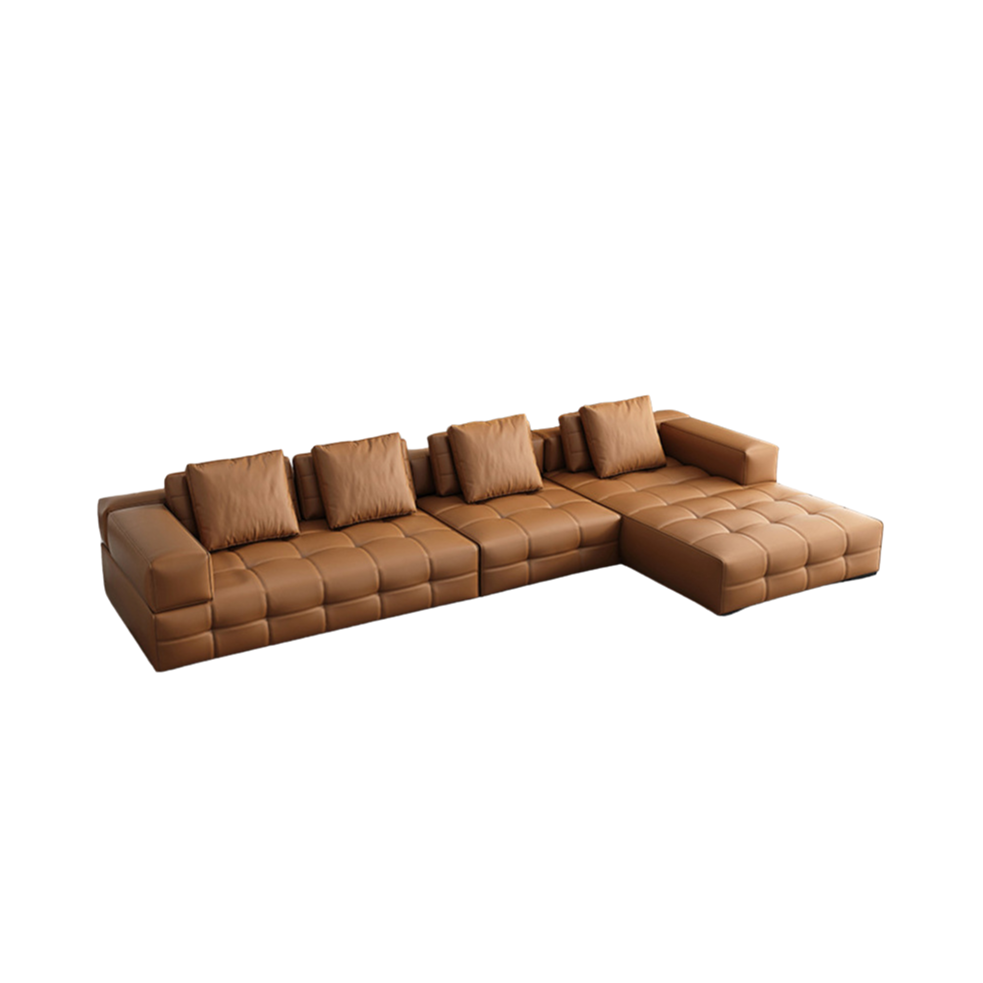 Modern Luxury Four-Seater Sectional Sofa - Microfiber Fabric, Minimalist Design, Customizable for Living Room & Commercial Spaces-GCC Home Center