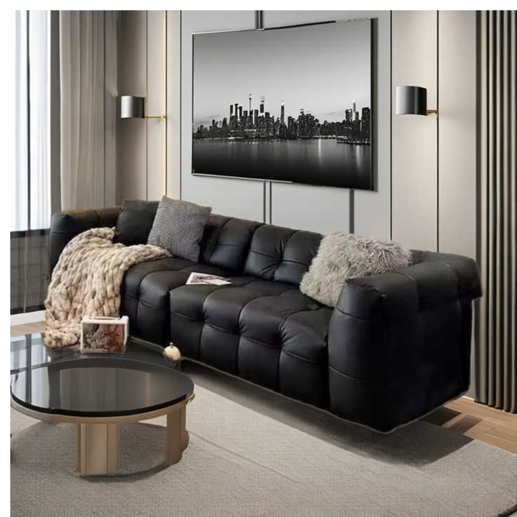 Modern Sectional Sofa with Adjustable Features - Foldable, High-Density Sponge, Customizable for Living Room & Home Office-GCC Home Center