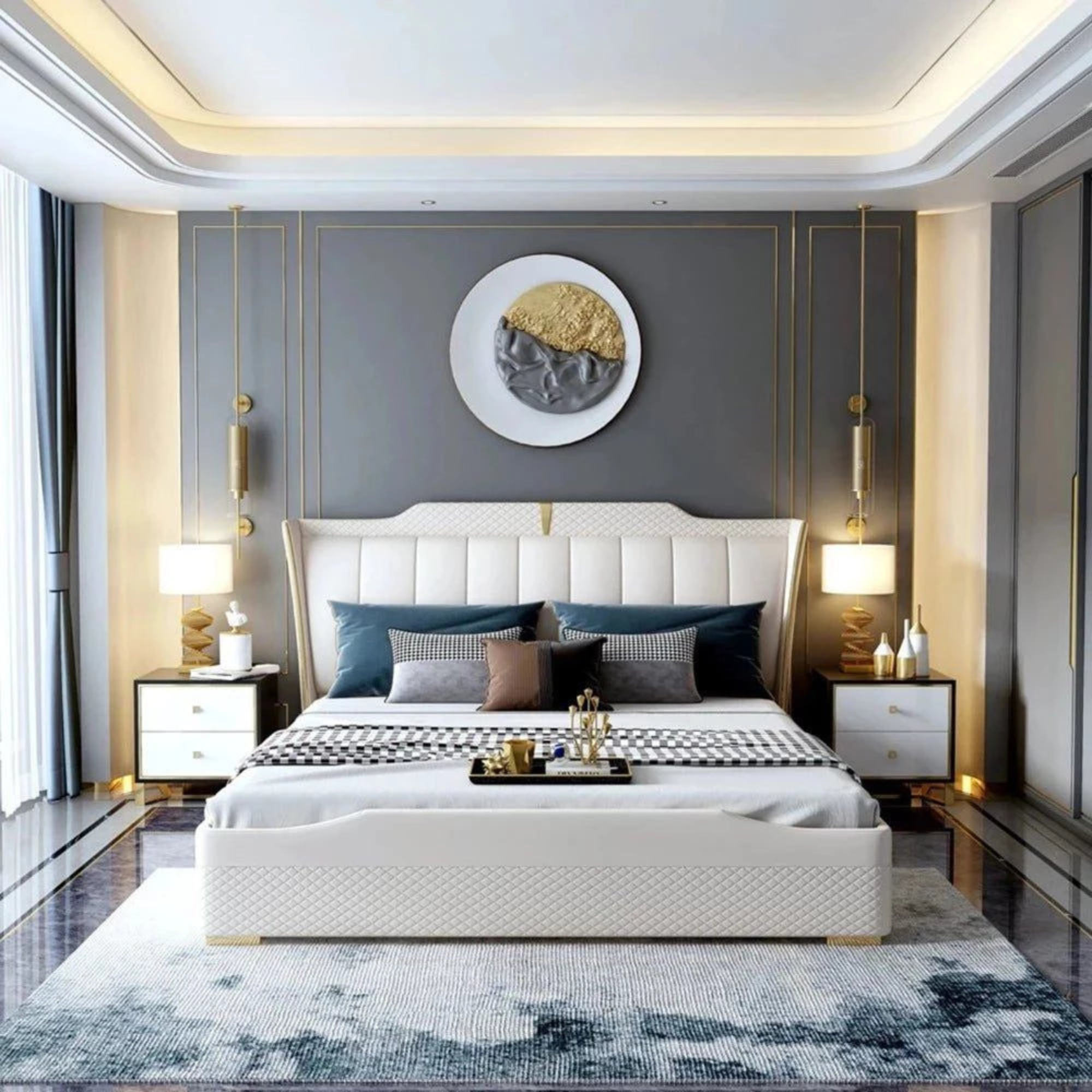 Premium Teakwood Frame Bed with Customizable Storage & Leatherette Finish-GCC Home Center