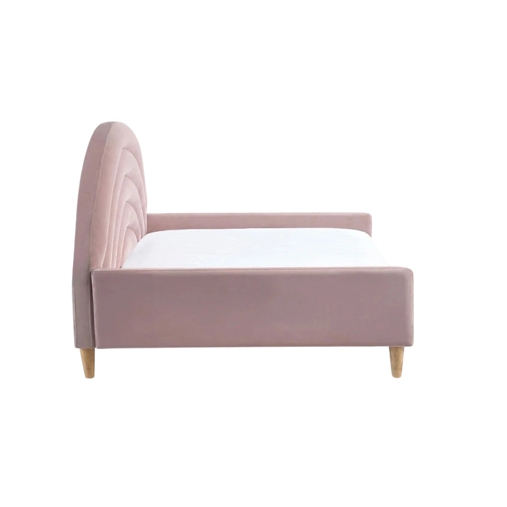 Premium Single Bed in Teakwood & Suede Velvet Finish – Customizable with Storage Options-GCC Home Center