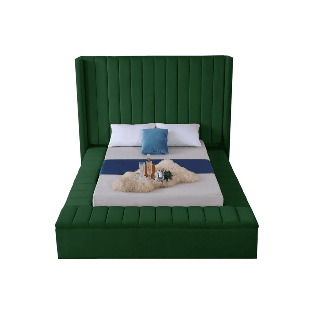 Elegant Teakwood Upholstered Bed with Storage – Durable, Customizable, and Easy to Maintain-GCC Home Center