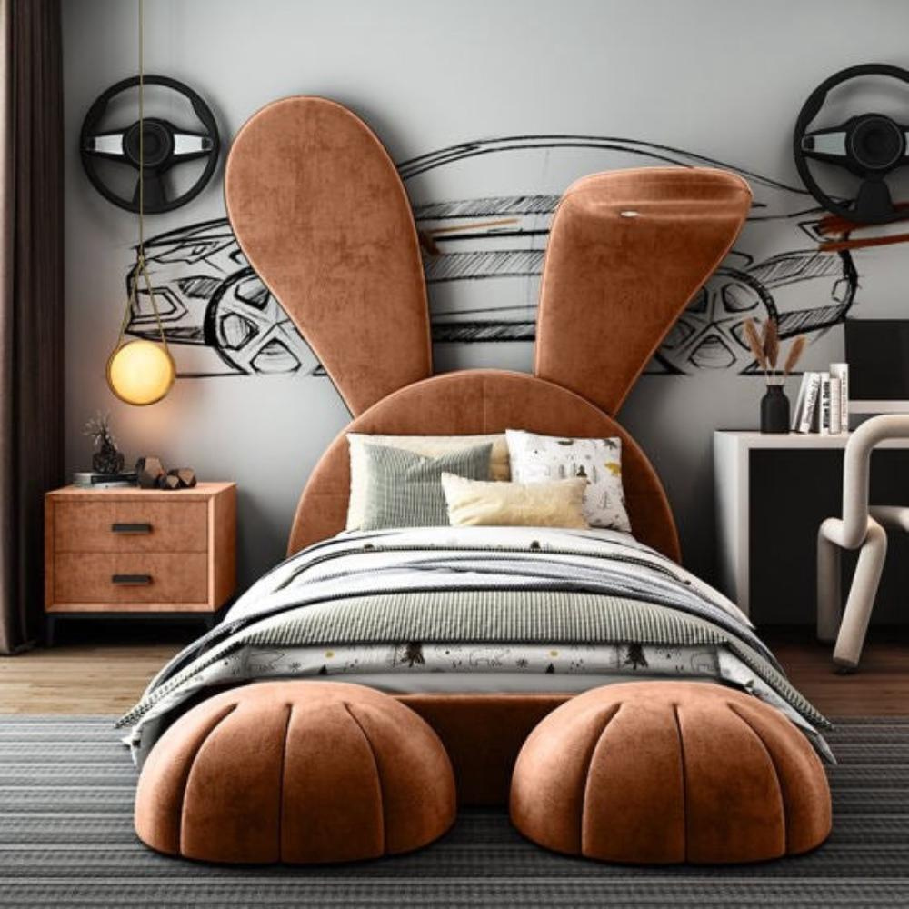 Elegant Teakwood Queen Bed with Customizable Storage & Suede Upholstery-GCC Home Center
