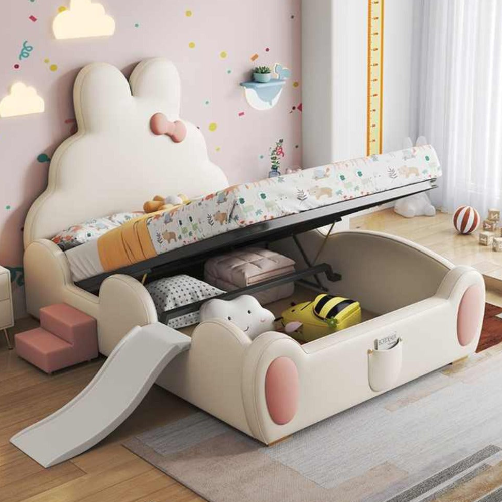 Premium Queen Size Hydraulic Storage Bed with Suede Fabric Upholstery-GCC Home Center