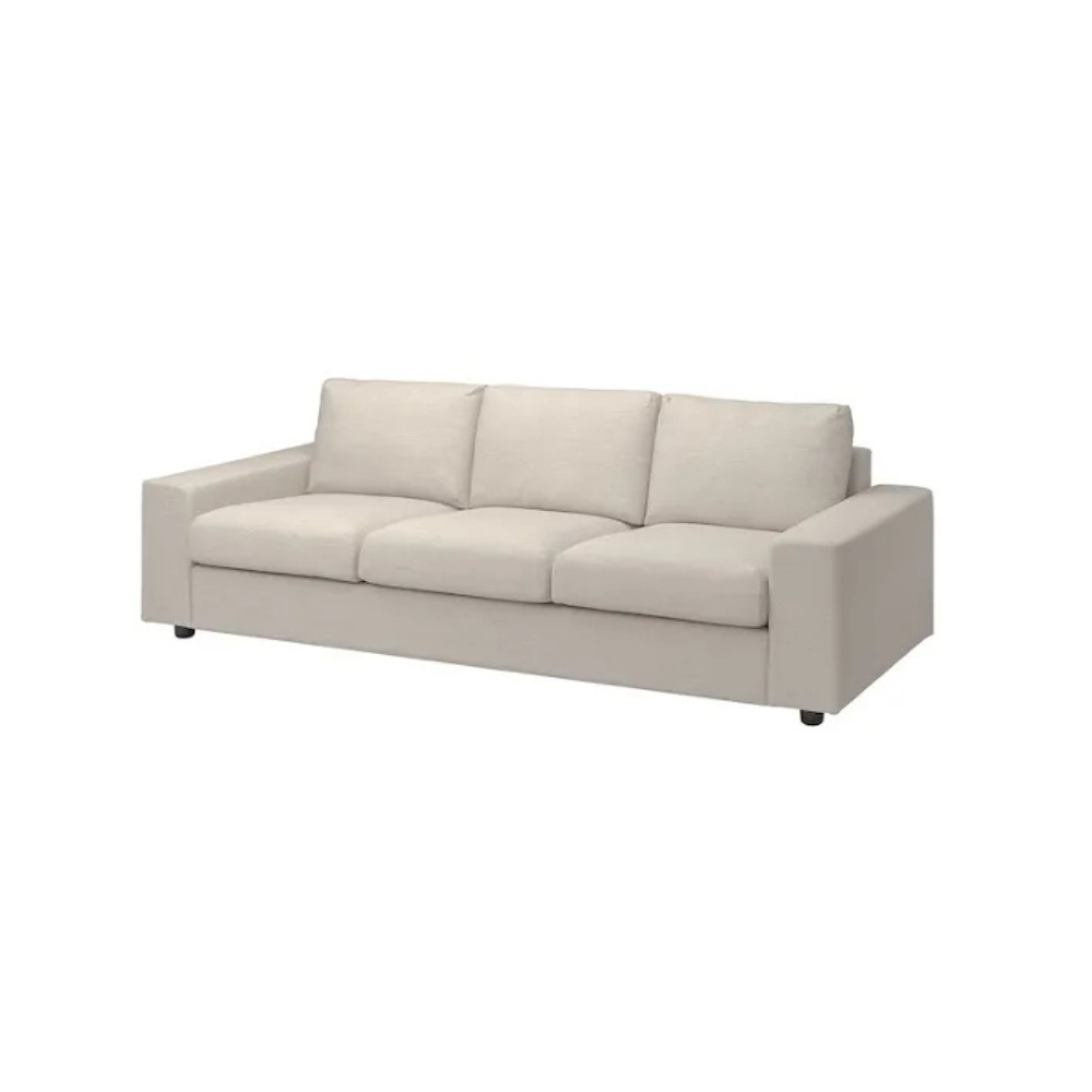 Traditional Three-Seat Sofa – Elegant White Living Room Furniture with Removable Cover-GCC Home Center