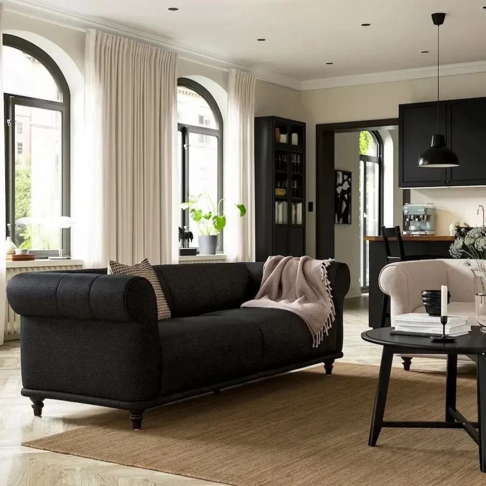 Modern Grey Sofa with Independent Spring Filling – 2-Seater, Wooden Frame, Durable Upholstery-GCC Home Center