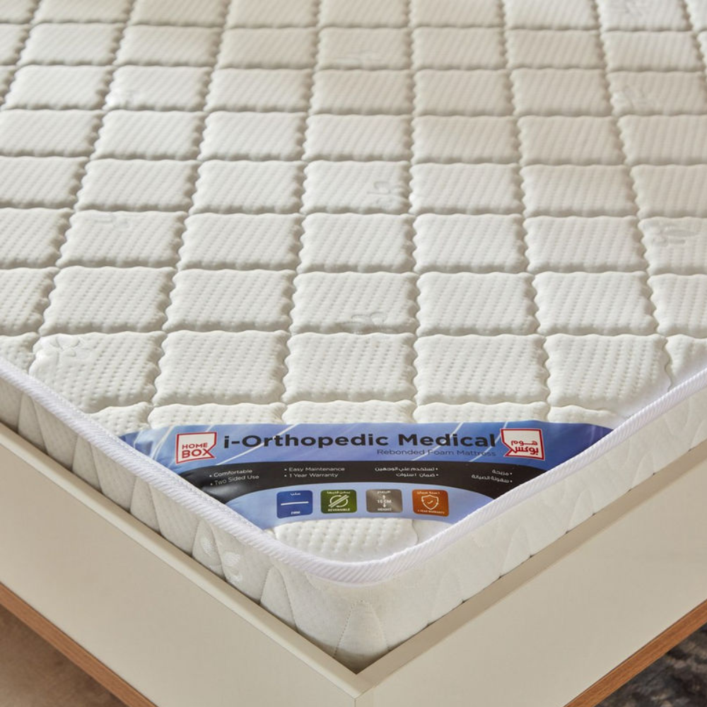 Fabric, Rebonded Foam Core – Single Size (90x200 cm) | Durable & Firm Support for Back Pain Relief-GCC Home Center