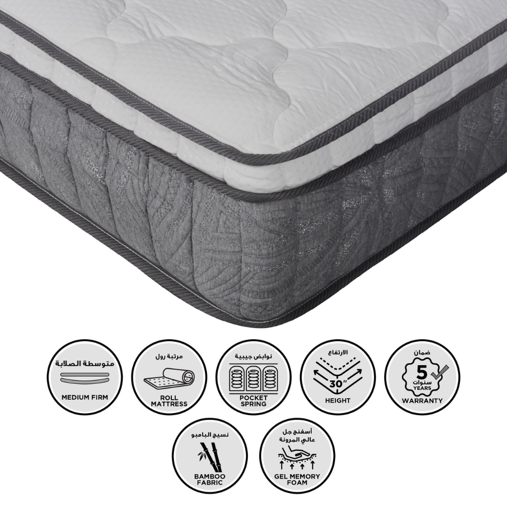 Luxurious Queen Mattress with Gel-Infused Memory Foam & Pocket Spring System-GCC Home Center