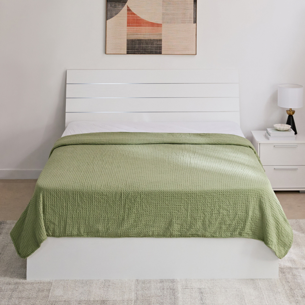 Luxurious Double-Layer Queen Blanket – Waffle & Plush Fur Design, 200x220 cm-GCC Home Center