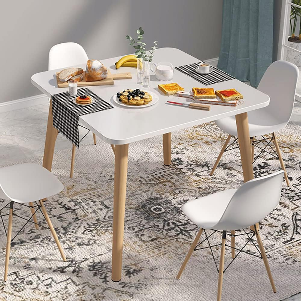Mid-Century Modern Dining Table with Beechwood Legs and White Laminate Top-GCC Home Center