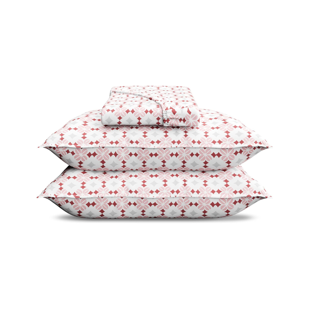 Luxury 100% Cotton Fitted Sheet Set – Regatta Blush, Argyle Pattern, 90x200cm-GCC Home Center