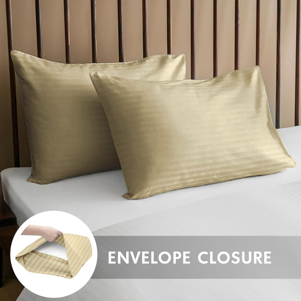 Luxury Cotton Sateen Bed Pillow Covers (2-Pack) – 100% Long-Staple Cotton, 250TC, 50x75cm, Soft & Durable, Made in UAE-GCC Home Center