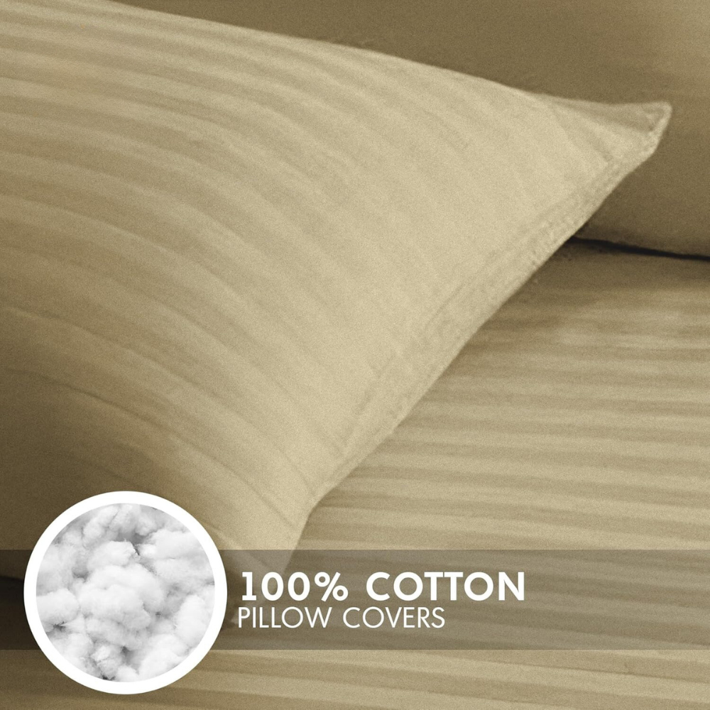 Luxury Cotton Sateen Bed Pillow Covers (2-Pack) – 100% Long-Staple Cotton, 250TC, 50x75cm, Soft & Durable, Made in UAE-GCC Home Center