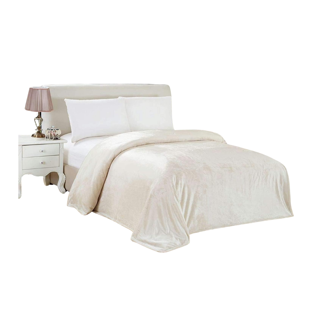 Ultra-Soft Lightweight Flannel Fleece Blanket – Breathable, Single Layer, Machine Washable, 210 x 200 cm, Off White-GCC Home Center