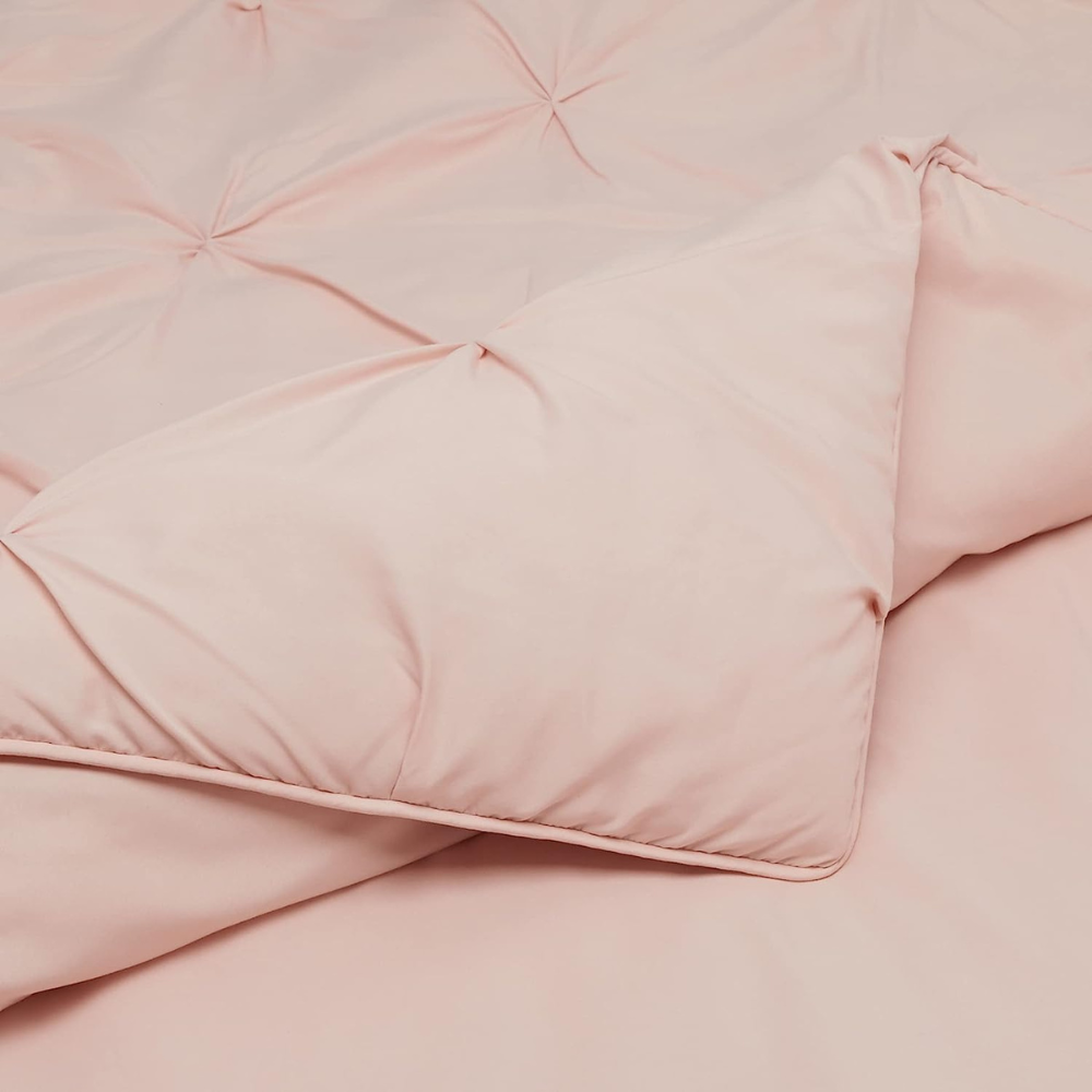 Elegant Blush Pinch-Pleat Full/Queen Comforter Set – Cozy, All-Season Bedding with Pillow Shams-GCC Home Center