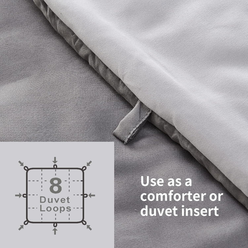 Lightweight Reversible Summer Duvet Set – Breathable, Hypoallergenic Comforter with Pillow Sham (Grey/Light Grey, 160x220cm)-GCC Home Center
