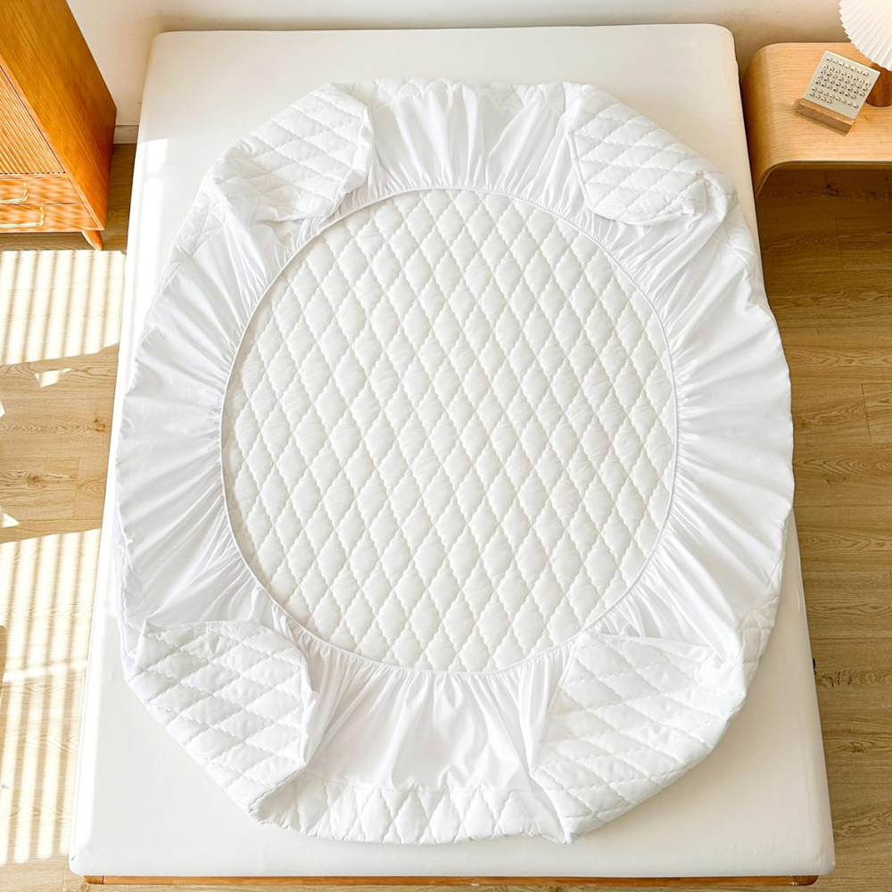 Waterproof Fitted Sheet – Full Coverage Mattress Protector with Elastic Edge, Breathable & Dustproof Design-GCC Home Center