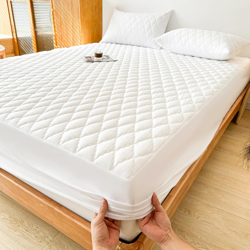 Waterproof Fitted Sheet – Full Coverage Mattress Protector with Elastic Edge, Breathable & Dustproof Design-GCC Home Center