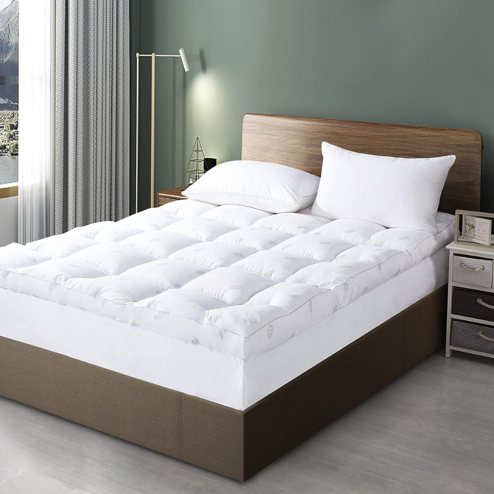 Premium Twin Mattress Topper – 4-Inch Thick, Soft Microfiber, Washable, Pressure Relief, White-GCC Home Center