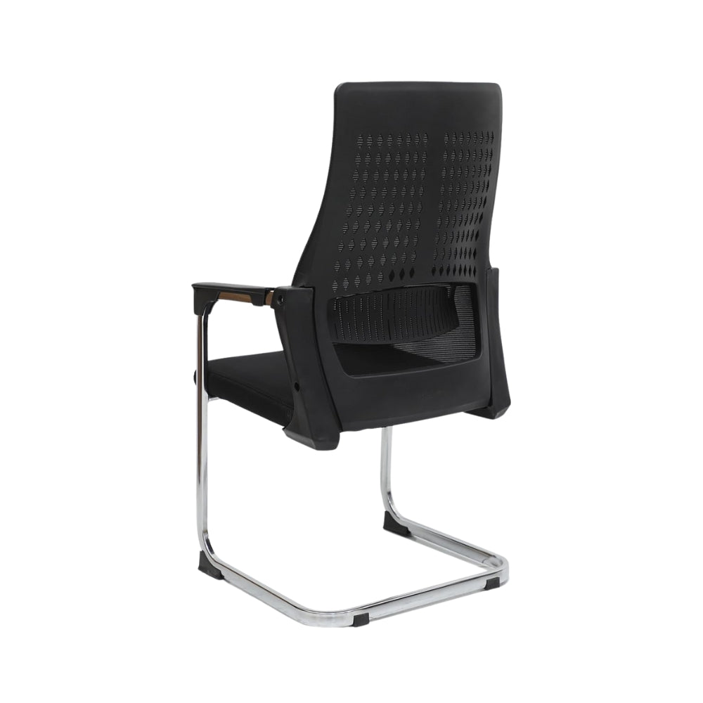 Ergonomic Black Visitor Chair with Faux Leather & Alloy Steel Frame - Comfortable High-Back Office Seating-GCC Home Center