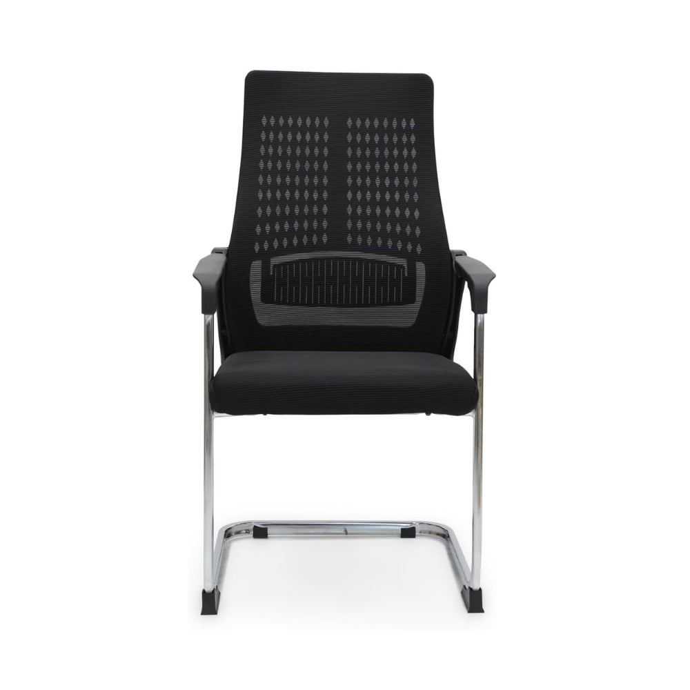 Ergonomic Black Visitor Chair with Faux Leather & Alloy Steel Frame - Comfortable High-Back Office Seating-GCC Home Center