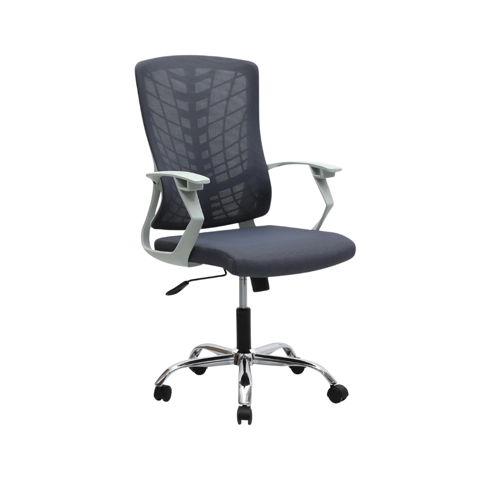 Ergonomic Grey Metal Computer Desk Chair - Multi-Purpose, Durable Design, 6-Month Warranty, 120KG Capacity-GCC Home Center
