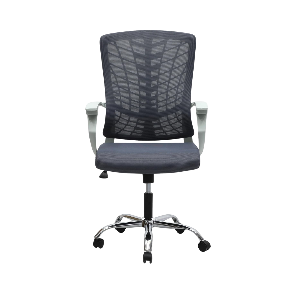 Ergonomic Grey Metal Computer Desk Chair - Multi-Purpose, Durable Design, 6-Month Warranty, 120KG Capacity-GCC Home Center