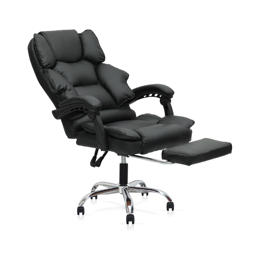 Ergonomic Black Faux Leather Office & Gaming Chair with Headrest - 360° Swivel, Heavy-Duty 150KG Capacity-GCC Home Center