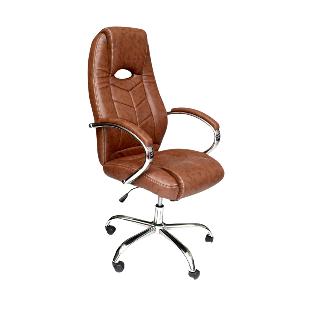 Ergonomic Brown Office & Computer Desk Chair with Headrest - 360° Swivel, Durable Alloy Steel Frame, 150KG Capacity-GCC Home Center