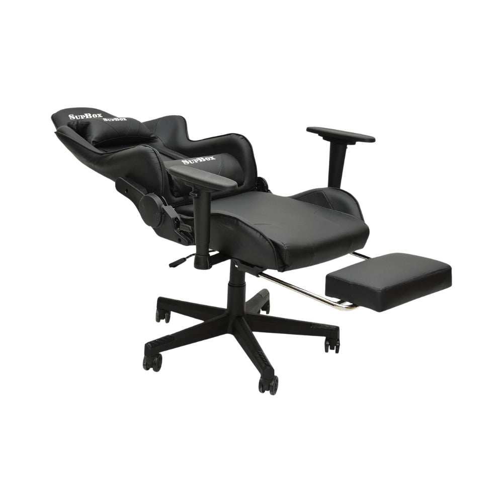 Ergonomic Black Leather Reclining Gaming Chair with Adjustable Features - Heavy-Duty 150KG Capacity, 1-Year Warranty-GCC Home Center