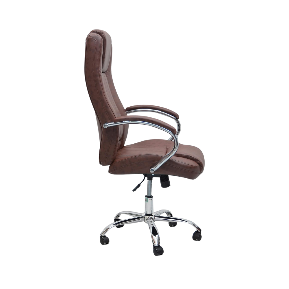 Ergonomic Brown Office Chair with Adjustable Height, Breathable Polyurethane Upholstery - Durable High-Back Design-GCC Home Center